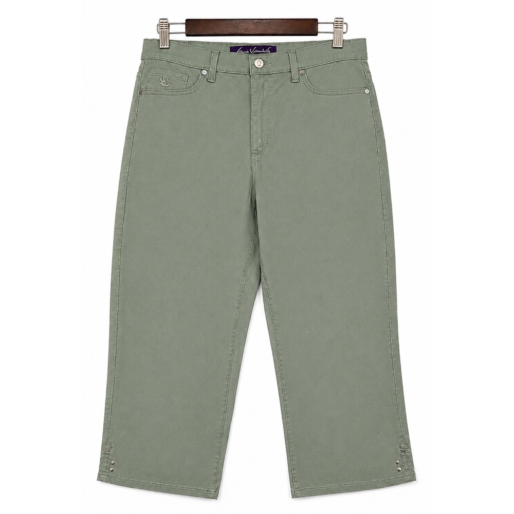 Gloria Vanderbilt Amanda Sage Green Capri Pants Women's 8 High Rise Capri